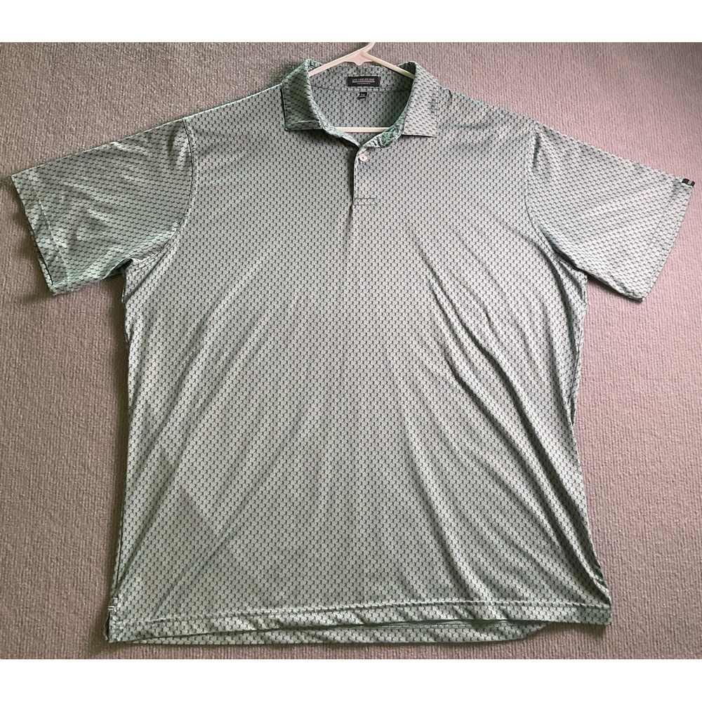 Live Forever Golf AOP Green/Blue Polo Style Shirt Mens Size 2XL